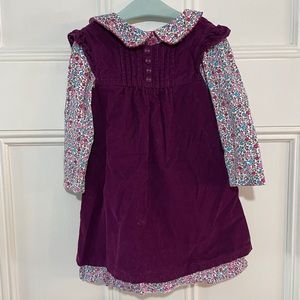 Plum corduroy dress with matching shirt